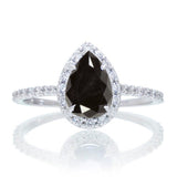 1.25 ct Pear Lab Black Diamond Halo Engagement Ring