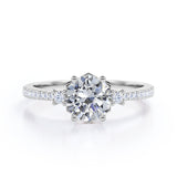 Tapered 1.20 Carat Round Moissanite Engagement Ring