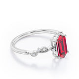 Vintage 0.50 ct Hexagon Lab-Created Ruby Engagement Ring