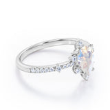 Snowflake 0.7 carat Pear Moonstone and Diamond Classic Engagement Ring in White Gold