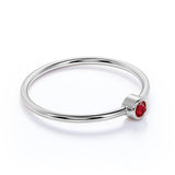 Bezel Set Round Lab Ruby and Petite Solitaire Engagement Ring in White Gold