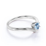 1.25 ct Round Aquamarine Solitaire Tiara Engagement Ring