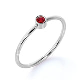 Bezel Set Round Lab Ruby and Petite Solitaire Engagement Ring in White Gold