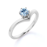 1.25 ct Round Aquamarine Solitaire Tiara Engagement Ring