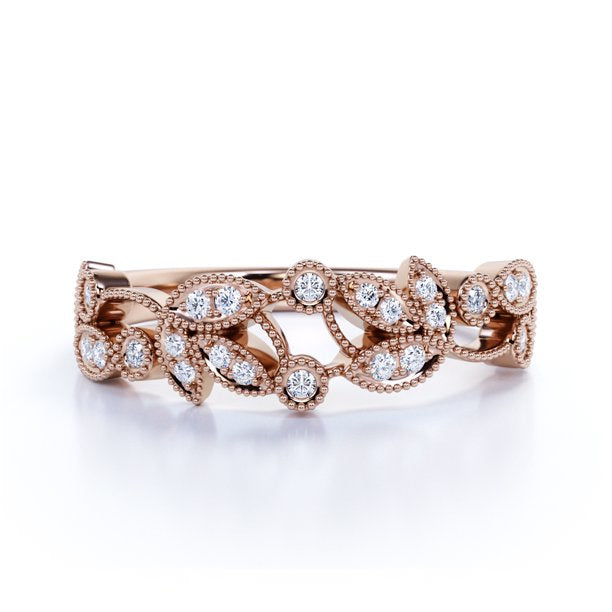 0.30 ct - Vintage Style - Milgrain - Stackable Ring