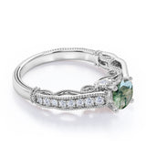 1.25 Carat Round Green Moss Agate Vintage Ring