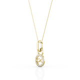 Forever Design 0.15 Carat Round Moissanite Circle Halo Solitaire Pendant Necklace in Yellow Gold