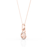 Designer Sunflower 0.15 CT TDW Round Diamond Fishtail Pave Halo Mini Pendant Necklace in White Gold