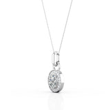 4 Claw Art Deco 1.10 Carat Oval Certified Moissanite and Diamond Scallop Pave Stud Pendant Necklace in Rose Gold