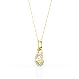 Designer Sunflower 0.15 CT TDW Round Diamond Fishtail Pave Halo Mini Pendant Necklace in White Gold