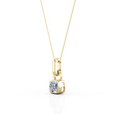 Bezel Set 0.50 Carat Princess Cut Certified Moissanite Solitaire Pendant Necklace in Yellow Gold