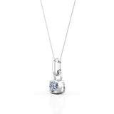 Petite Solitaire 0.50 Carat Cushion Cut Certified Moissanite Bezel Set Pendant Necklace in White Gold