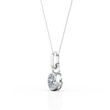 Single Bail Solitaire 1 Carat Oval Certified Moissanite Bezel Set Stud Pendant Necklace in Rose Gold for Her