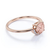 Unique 1.15 Carat Round Light Pink Morganite and Diamond Curved Engagement Ring in Rose Gold