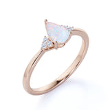 1.15 Ct Pear Cut Lab Created Opal Seven Stone Engagement Ring