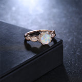 Art Deco 1.25 Ct Round Cut Lab Created Opal Engagement Ring
