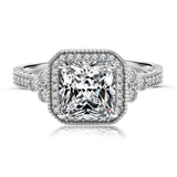 Antique 1.25 Carat Princess Cut Moissanite Halo Engagement Ring