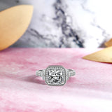 Antique 1.25 Carat Princess Cut Moissanite Halo Engagement Ring