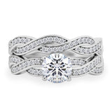 Infinity 1.50 Carat Round Cut Moissanite Wedding Ring Set