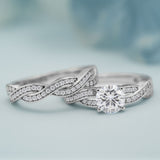 Infinity 1.50 Carat Round Cut Moissanite Wedding Ring Set
