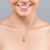 Vintage North Star pendant with 1.10 carat Oval Green Moss Agate and Moissanite Necklace in White Gold