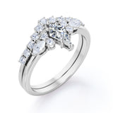 Sparkle 0.7 carat Kite Moissanite and Diamond Classic Bridal Set in Black Gold