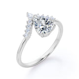 V Shaped 0.6 Carat Pear Moissanite Engagement Ring