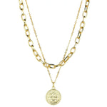 1945 Dos Pesos Coin Necklace Link Chain Necklace 18K Yellow