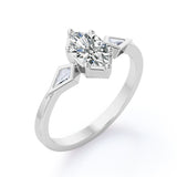 Geometric 1 carat Hexagon Moissanite and Diamond Engagement Ring in Black Gold