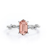 Vintage Wavy Milgrain 0.5 carat Hexagon Morganite and Diamonds Engagement Ring in Rose Gold