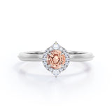 Vintage Halo 0.65 carat Round Morganite and Moissanite Engagement Ring in Rose Gold