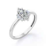 Classic 7 Stones 0.55 carat Marquise Moissanite and Diamond Engagement Ring in Rose Gold
