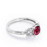Tiny Butterfly 0.5 carat Round Lab-Created Ruby and Diamond Vintage Engagement Ring in Rose Gold