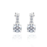 Charming 1 Carat Round Moissanite Earrings in 18K White Gold Plating over Silver