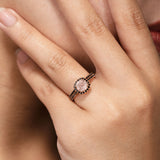 2 ct Round Morganite Halo Bridal Set