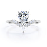 V Shaped 0.6 Carat Pear Moissanite Engagement Ring