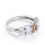 Oval Basket Set 1.25 carat Morganite and moissanite Fine Jewelry Ring in White Gold