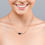 Solid Curved 0.15 carat Round Moissanite Pendant with 18k Rose Gold Over Silver Chain Necklace