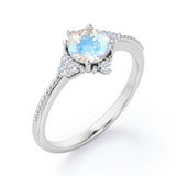 Milgrain 0.5 ct Round Moonstone Engagement Ring
