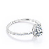 Classic Pave 0.7 carat Pear Moissanite and diamond Engagement Ring in White Gold