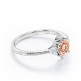 Antique Milgrain Line 0.5 carat Round Morganite and Diamond Engagement Ring in Rose Gold