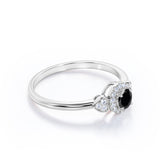1.2 Carat Round Cut Lab Grown Black Diamond Halo Engagement Ring In White Gold