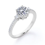 Tapered 1.20 Carat Round Moissanite Engagement Ring