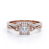 Infinity 0.65 TCW Princess Cut Moissanite Split Shank Bridal Set