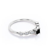 1.15 Carat Princess Cut Lab Grown Black Diamond 4 Prong Art Deco Engagement Ring In White Gold