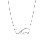 Infinity Mom Moissanite Pendant Necklace in 18K White Gold over Silver