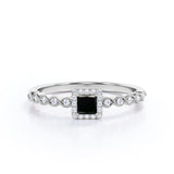1.25 Carat Princess Cut Lab Grown Black Diamond Modern Art Deco Engagement Ring In White Gold