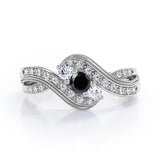 0.7 ct Round Lab Black Diamond Infinity Engagement Ring