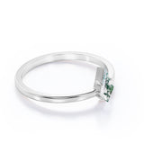 Striking 1 carat Solitaire Kite Shape Moss Agate Engagement Ring in Black Gold