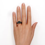 Filigree Twisted Pave 1.75 TCW Princess Cut Lab Created Black Diamond Rounded Square Double Halo Bridal Set in White Gold